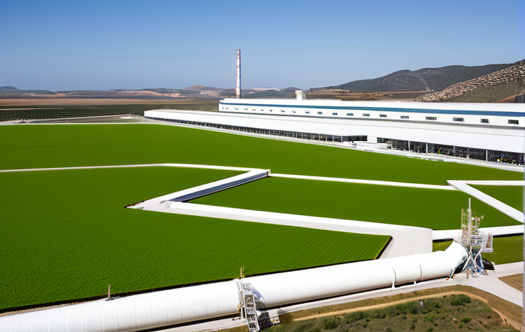 합성생물학의 최신 연구 동향 - Sustainable Biofuel Production**
"A futuristic biofuel refinery in Andalusia, Spain. Algae farms st...