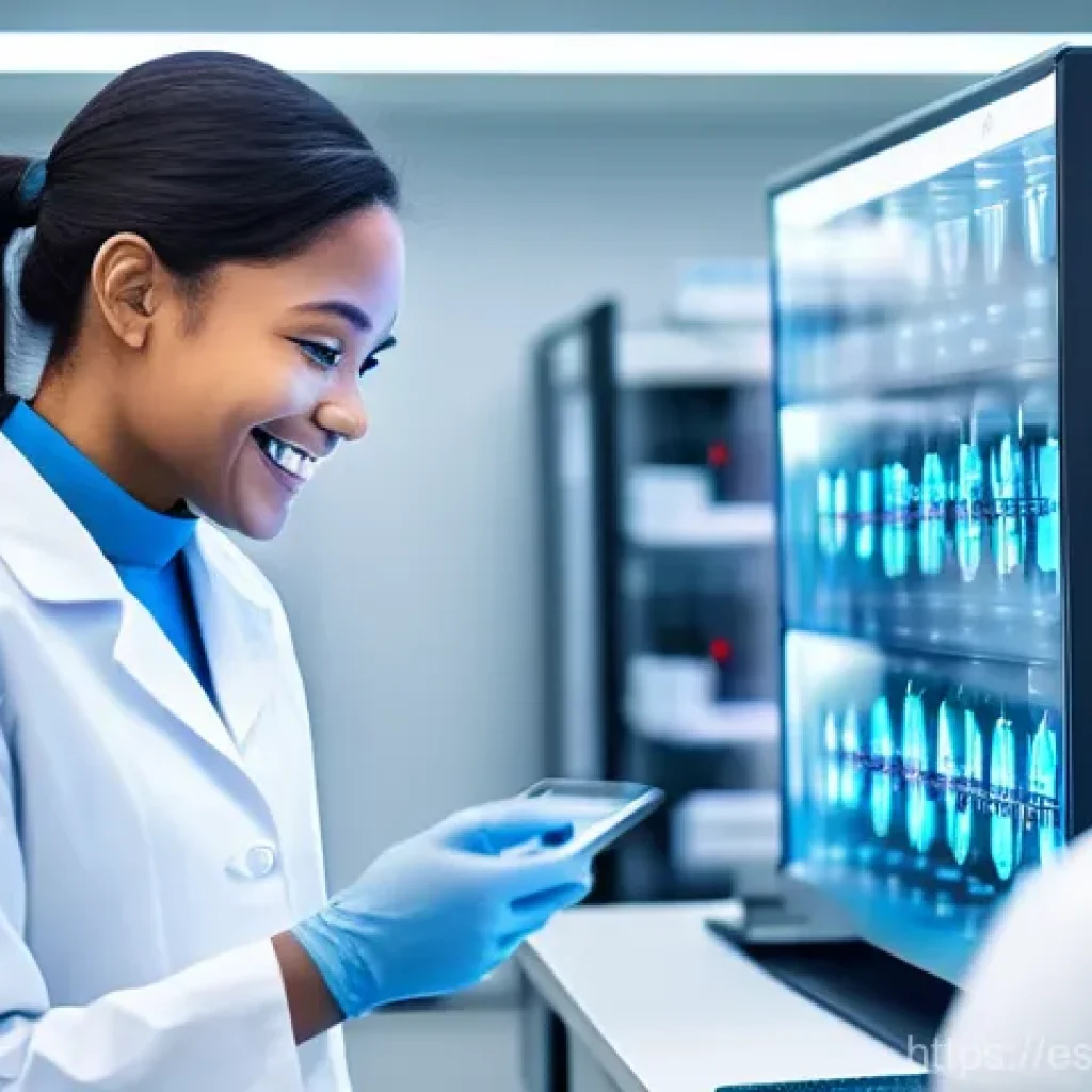 합성생물학의 기술적 혁신과 미래 - **Personalized Medical Breakthrough**
A bright, futuristic medical laboratory with a diverse tea...