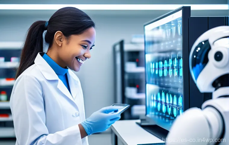 합성생물학의 기술적 혁신과 미래 - **Personalized Medical Breakthrough**
A bright, futuristic medical laboratory with a diverse tea...