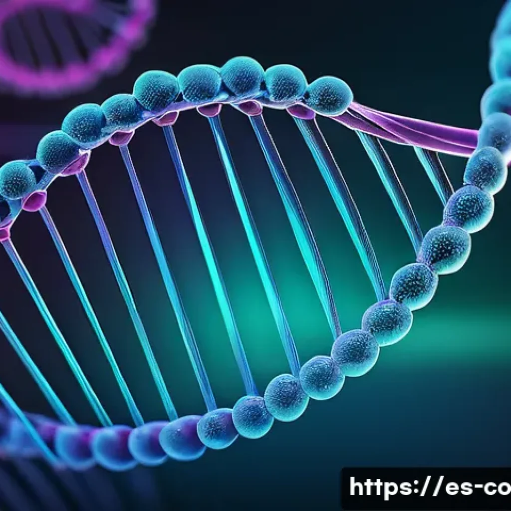 합성생물학의 기술적 도전과 극복 사례 - **Prompt for Genetic Precision:**
"A highly detailed, microscopic view of intricate double helix...