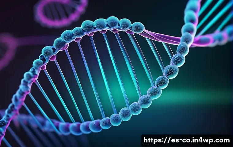 합성생물학의 기술적 도전과 극복 사례 - **Prompt for Genetic Precision:**
"A highly detailed, microscopic view of intricate double helix...