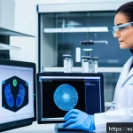 Home 19 합성생물학의 생물정보학적 분석 도구 - A detailed laboratory scene showing a synthetic biology researcher using an automated robotic platfo...